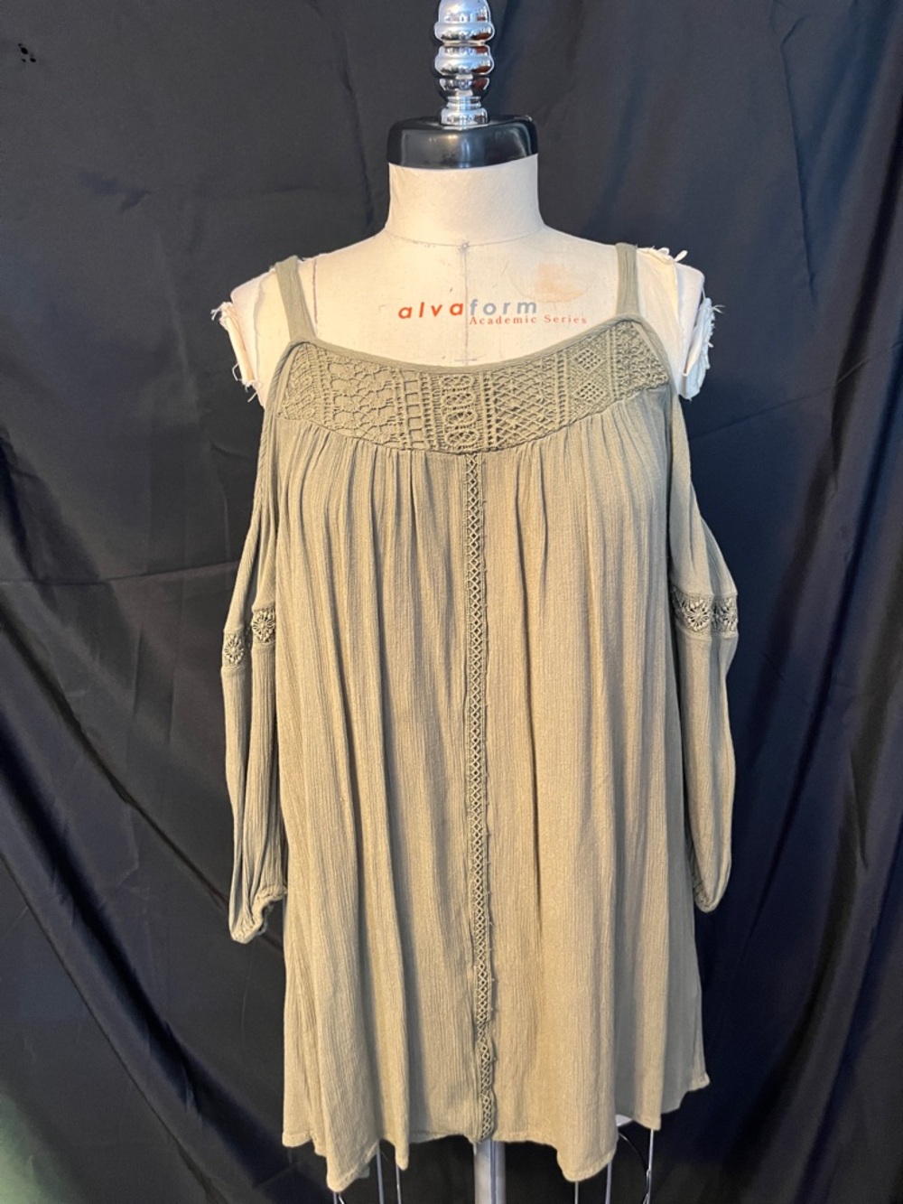 Olive Green Cold-Shoulder Boho Tunic